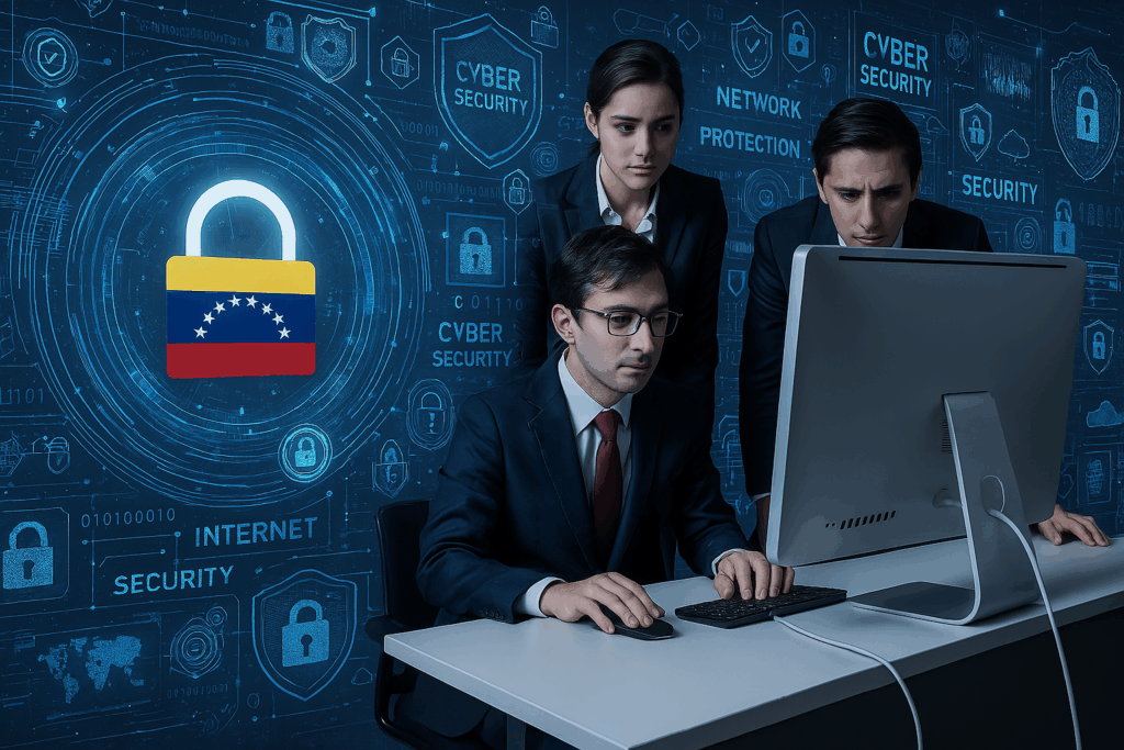 Equipo de Técnicos evaluando la protección integral contra los delitos cibernéticos.