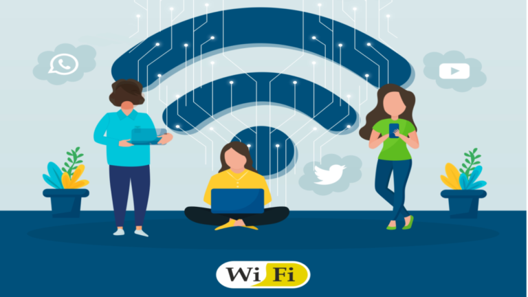 ilustracion de personas conectadas a wifi